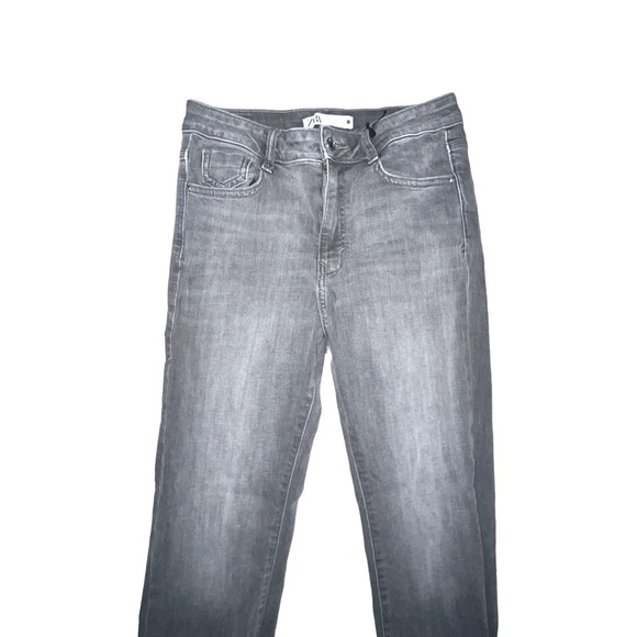 ZARA cropped flare jeans gray raw hem - Picture 2 of 9